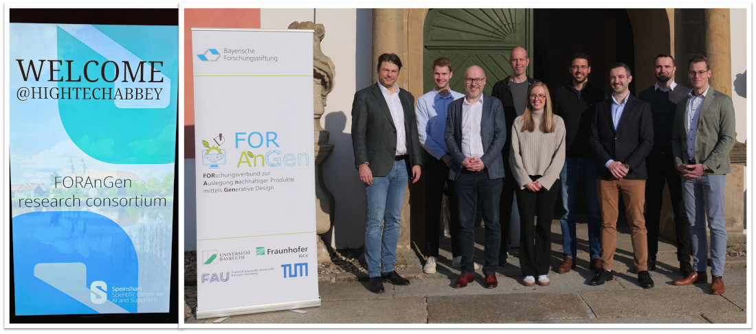 Von links nach rechts: Prof. Dr. Markus Zimmermann (TUM), Johannes Soika (TUM), Prof. Dr.-Ing. Stephan Tremmel (UBT), Dr.-Ing. habil. Daniel Günther (IGCV), Raphaela März (FAU), Francesc Roure (IGCV), Dr.-Ing. Tobias Rosnitschek (UBT), Andreas Korman