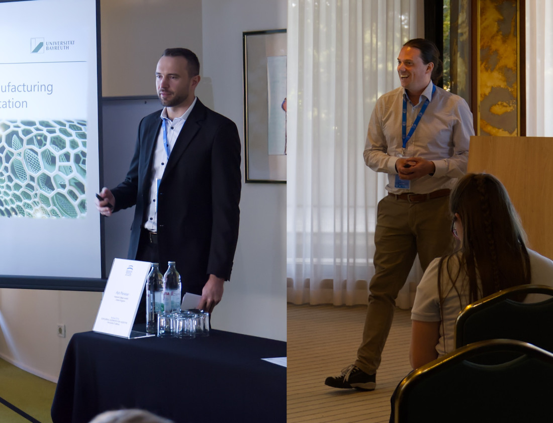 Andreas Kormann (links) und Rick Hentschel (rechts) bei der Präsentation ihrer Forschungsergebnisse auf der DESIGN 2026.